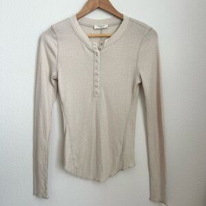 Zenana Waffleknit Henley Long Sleeve - Small